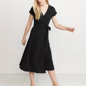 Sundry Black Wrap Midi Dress